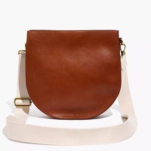 NWT Madewell Transport Saddlebag in English Saddle - 2 Straps (Leather + White)
